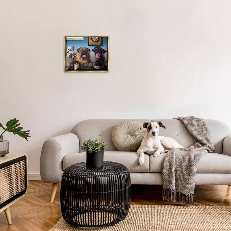 Stupell Funny Dogs Playing Video Games Livingroom Pet Portrait Floater Frame - Blue
