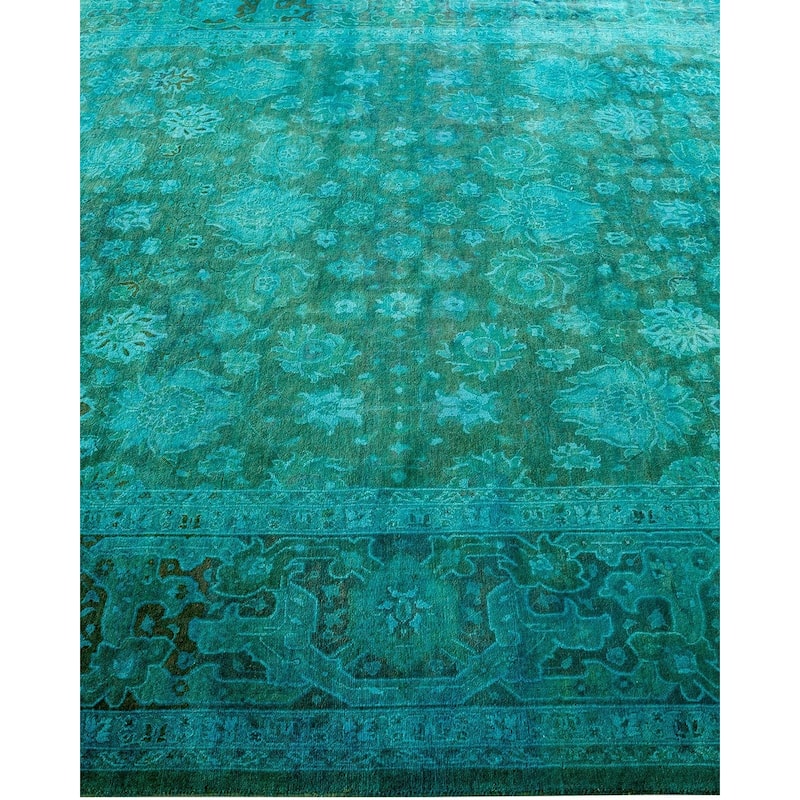 Overdyed, One-of-a-Kind Hand-Knotted Area Rug - Green - 6' 3" x 9' 1"