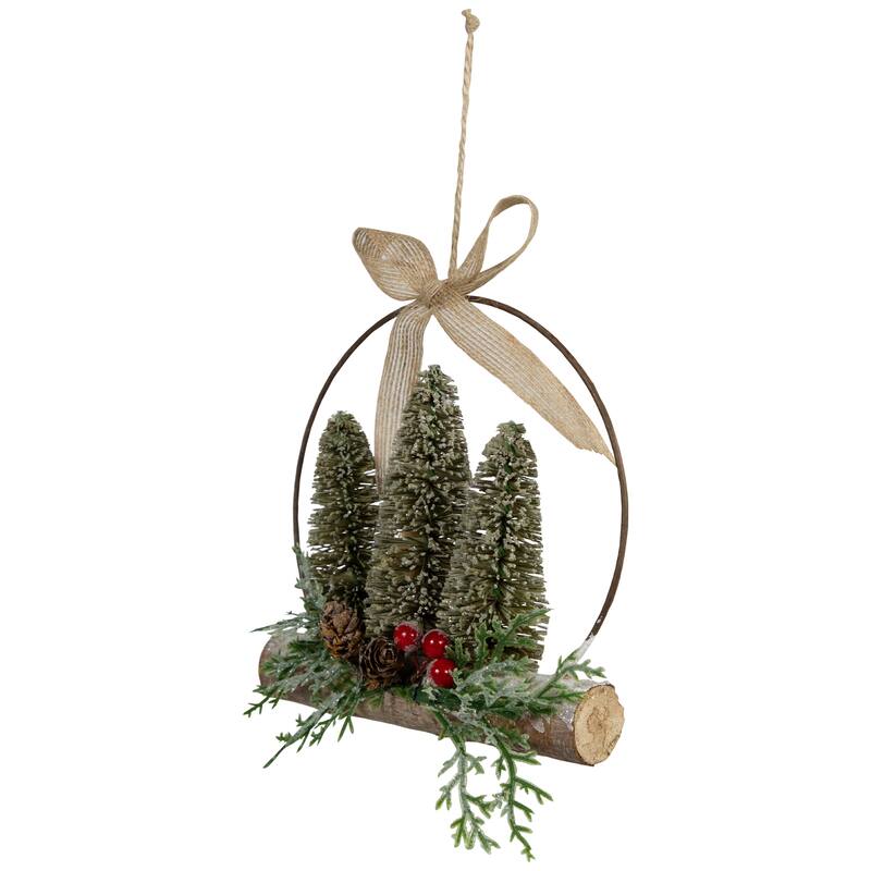 Frosted Mini Bottle Brush Trees Christmas Ornament - 7"