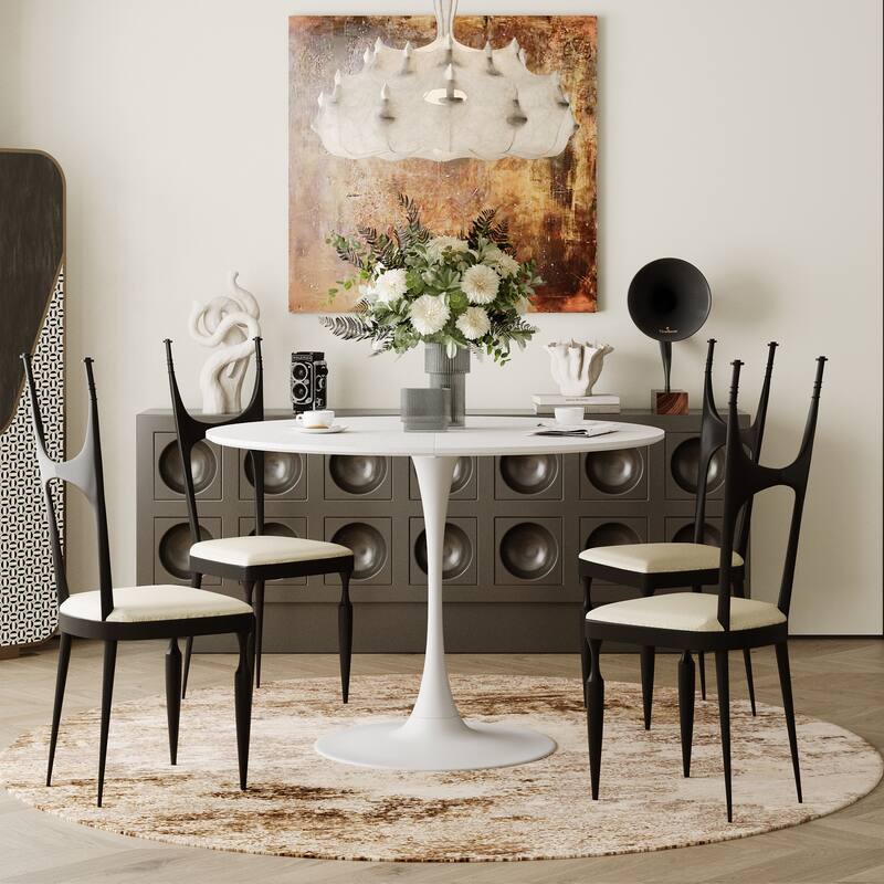 47.24" Modern Round Dining Table,Four Patchwork Tabletops