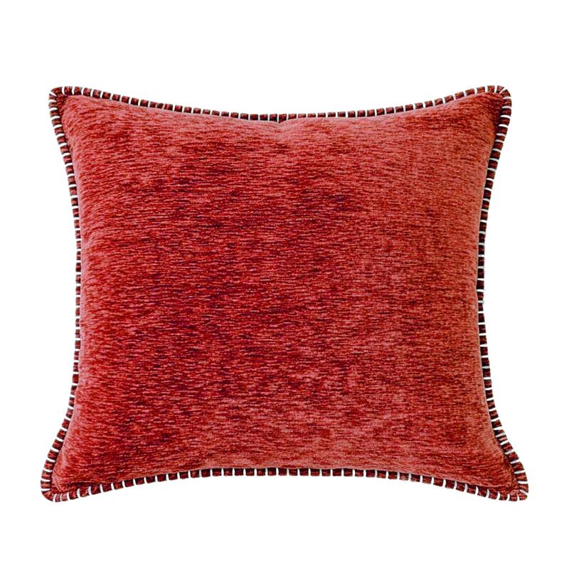 Textured Throw Pillow with Stitched Contrast Edge Set of 2 - Red