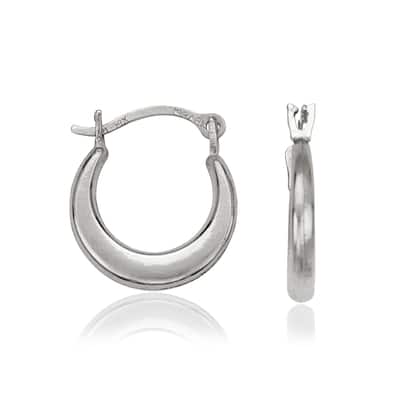 14k White Small Crescent Hoop Earring