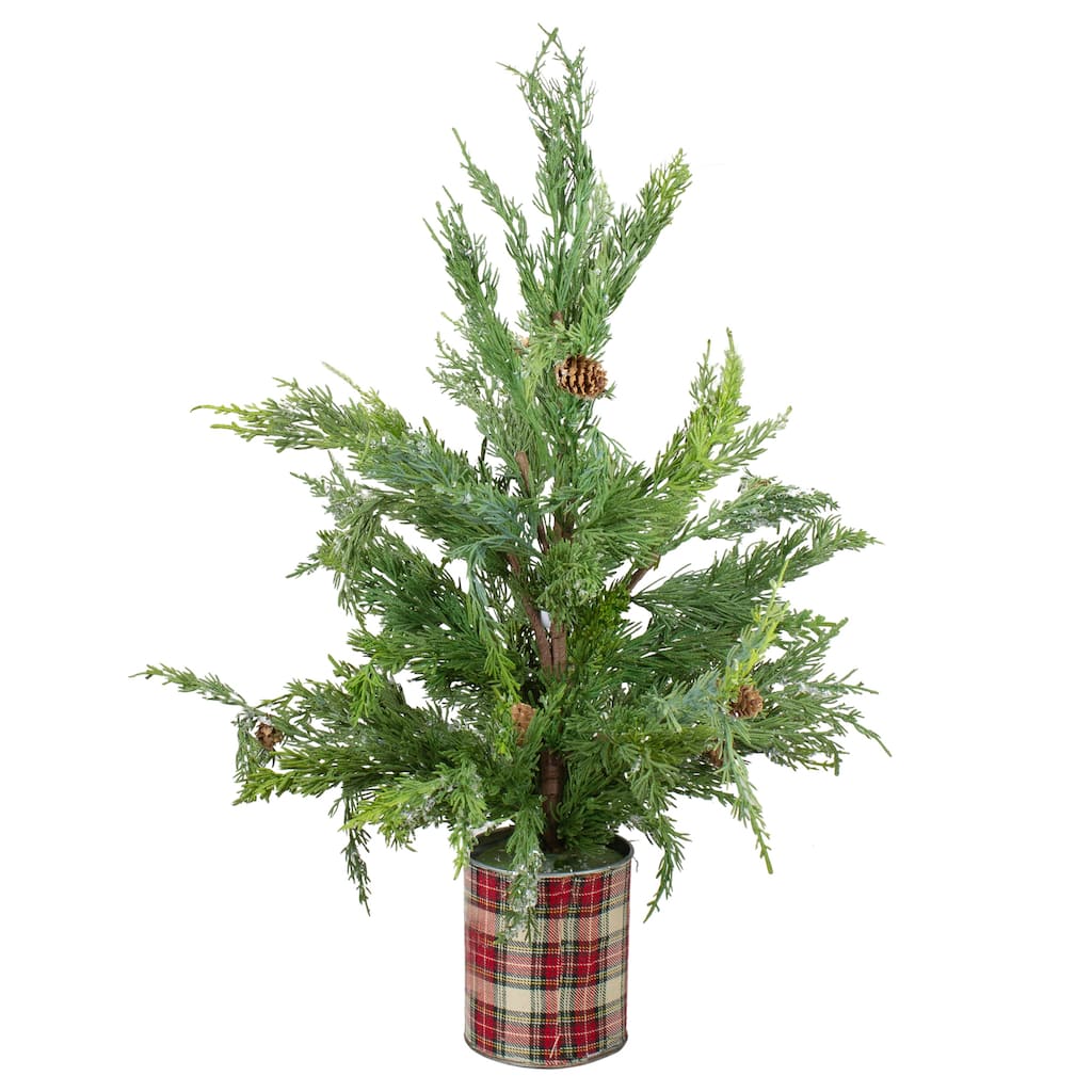 Real Touch™️ Potted Iced Cedar Artificial Christmas Tree - 24" - Unlit - 2 Foot