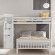 preview thumbnail 2 of 16, Twin over Full Loft Bed with Staircase, Storage, Reversible Ladder and Safety Guardrails, White