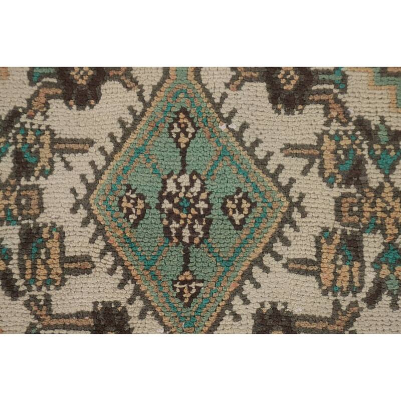 Hamedan Persian Vintage Rug Geometric Hand-Knotted Wool Carpet - 7'0"x 10'0"