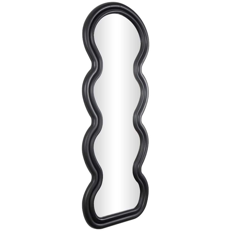 Black or White Wooden Abstract Wavy Wall Mirror with Layered Frame