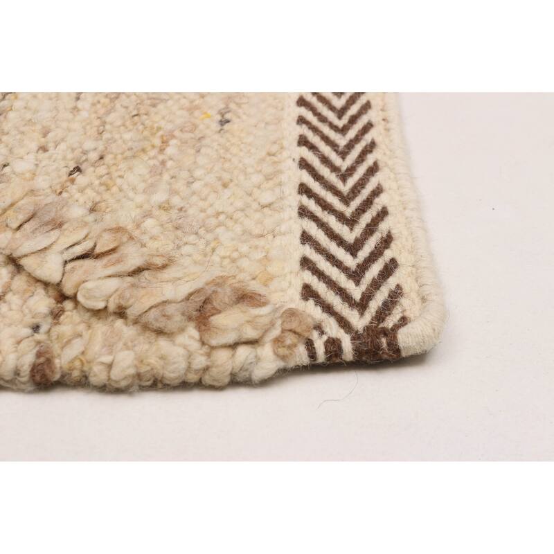 ECARPETGALLERY Flat-Weave Marrakech Ivory Wool Kilim - 5'4 x 7'11