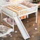 preview thumbnail 1 of 13, Full Size Low Loft Bed with Ladder and Slide, Space-saving, White White