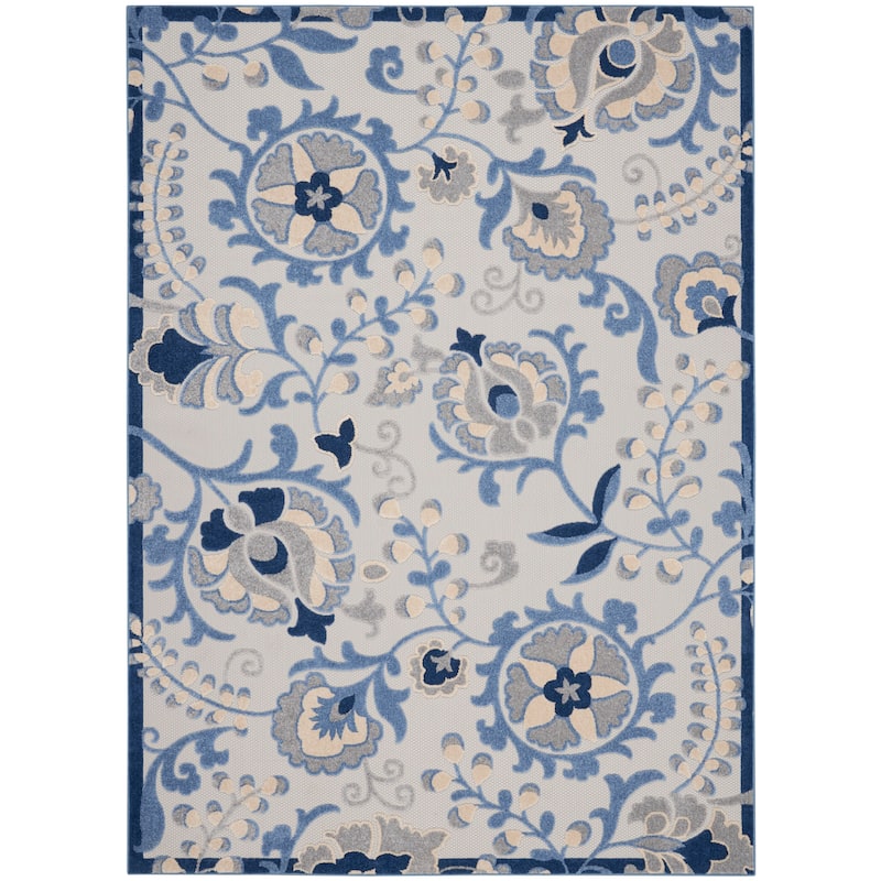 Nourison Alice Indoor/Outdoor Floral Area Rug - 7'10" x 10'6" - Blue/Grey