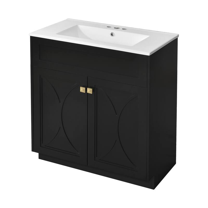 60'' Freestanding Bathroom Vanity Set with White Integrated Ceramic Sink - 60'' x 18.3'' x 34''