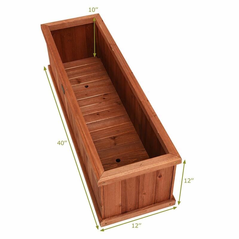 Wooden Decorative Planter Box for Garden and Window Display - 40" x 12" x 12"