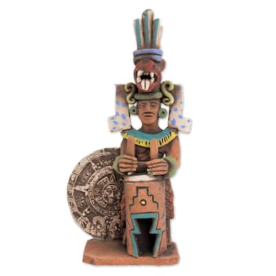 Novica Handmade Aztec Drummer Ceramic Sculpture