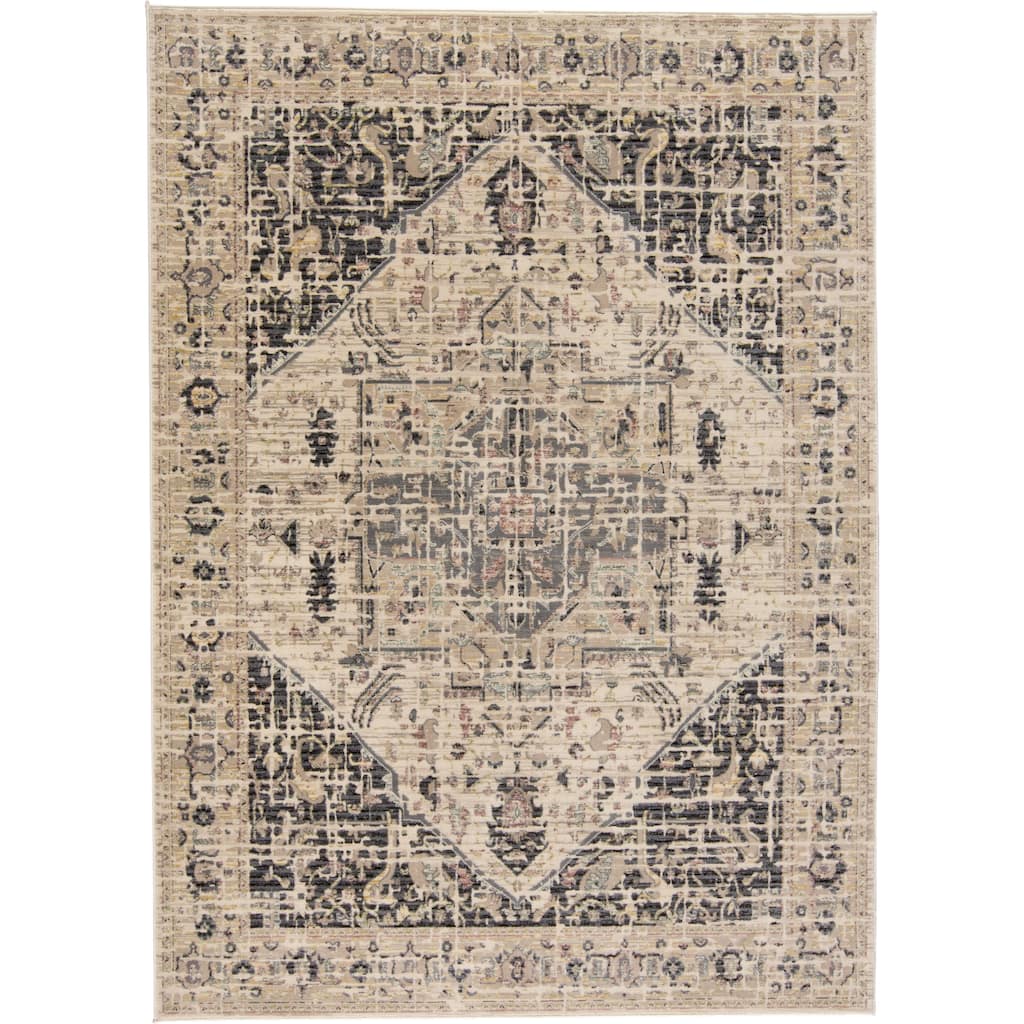 Huron Modern Abstract Rug, Charcoal/Natural Tan, Area Rug