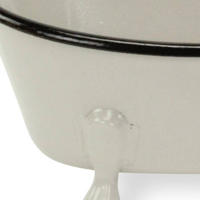 HomeRoots 3" Gray Cast Iron Hand Painted Decorative Tub Tabletop Sculpture - 7' X '3.25' X '4