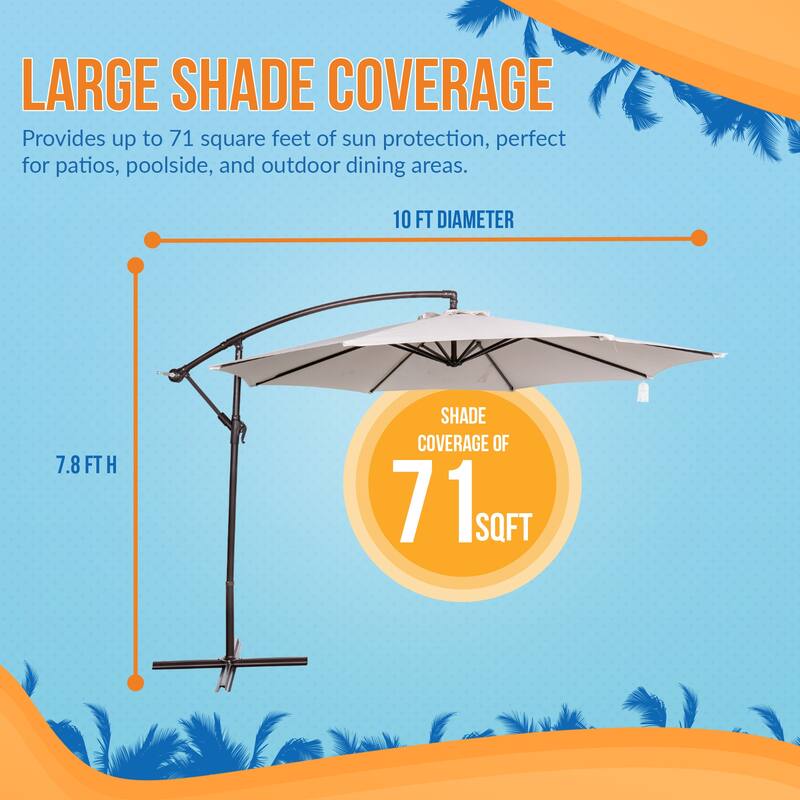 Island Umbrella Captiva 10-ft Octagonal Cantilever Umbrella with Base - Breez-Tex Canopy