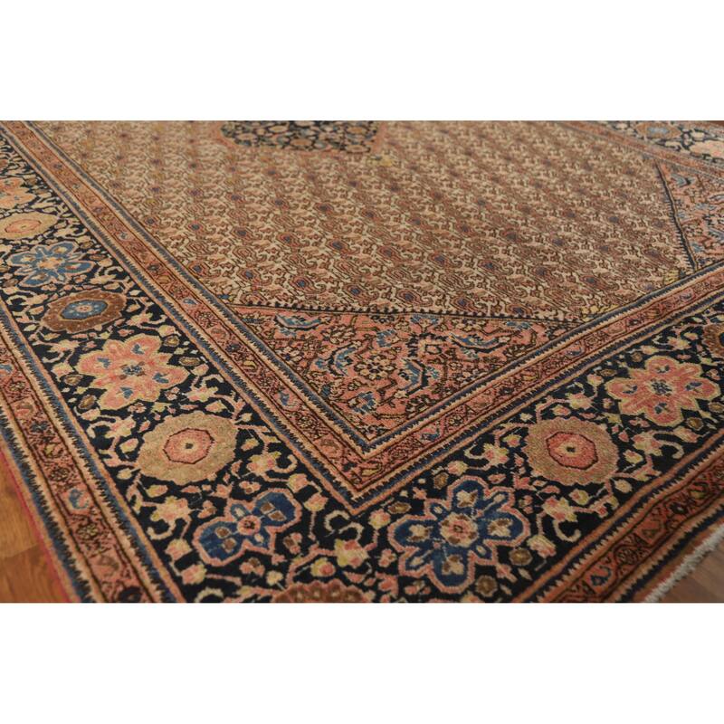 Hand Knotted Oriental 100% Wool Carpet Traditional Medallion Beige & Ivories Sarouk Area Rug - 8' 5'' X 5' 4''