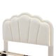 preview thumbnail 7 of 16, Twin Size Upholstered Flower-Shape Bed with LED Light Strip, Sherpa Fabric Platform Bed with Wooden Slats Support, White