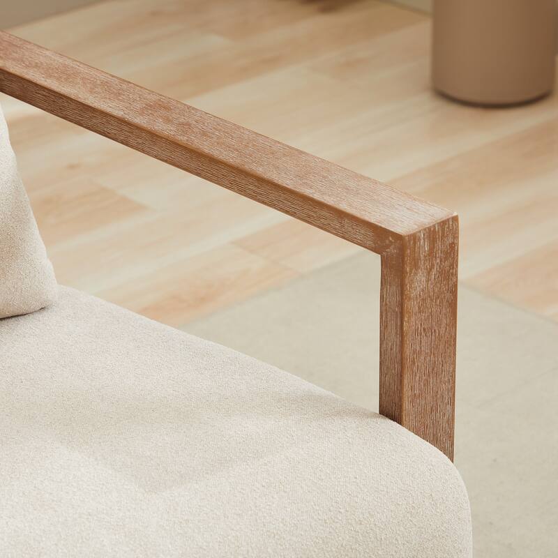 Swivel Modern Upholstered Accent Chair with Solid Wood Armrests and 360 Degree Comfy Lounge Reading Chair