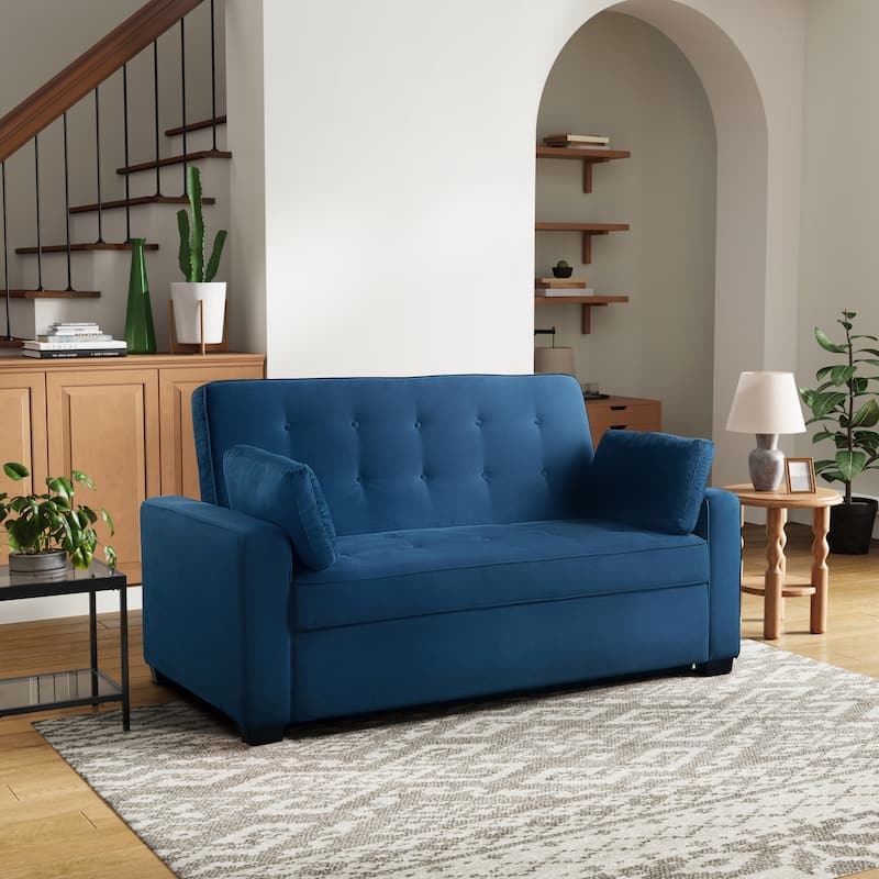 Serta Morrison Queen Convertible Loveseat - Navy - Queen