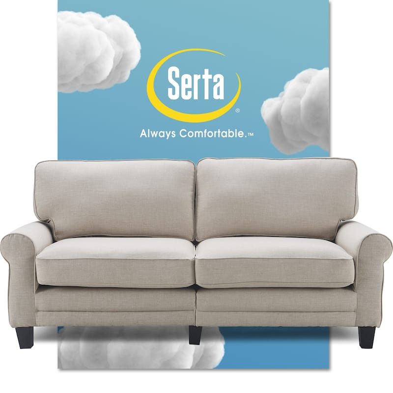 Serta Copenhagen 73" Sofa Couch for Two People, Pillowed Back Cushions and Rounded Arms, Durable Modern Upholstered Fabric - Light grey