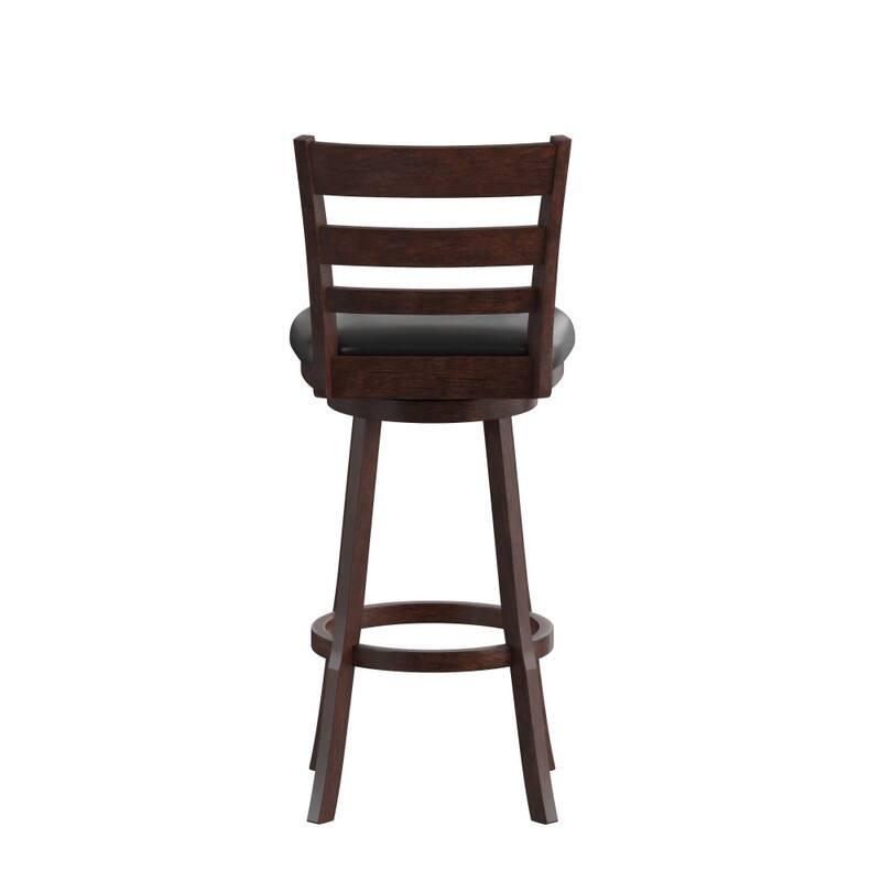 Ladderback Wooden Bar Height Stool with Upholstered Seat