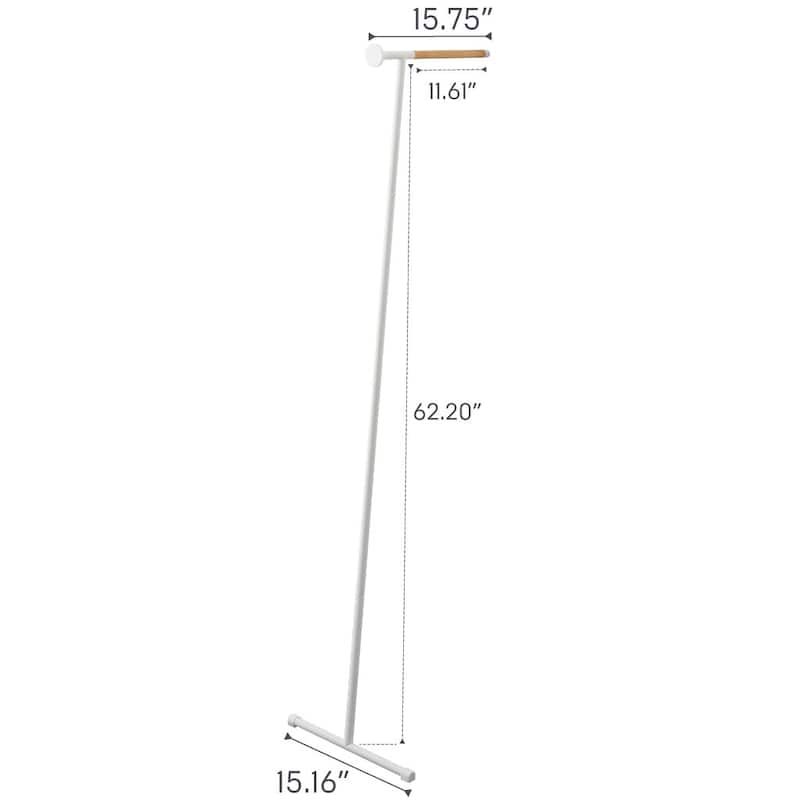 Yamazaki Home Leaning Clothes Hanger, Steel and Wood, Holds 12 lbs - L 18.5 x W 15.16 x H 63.78 inches