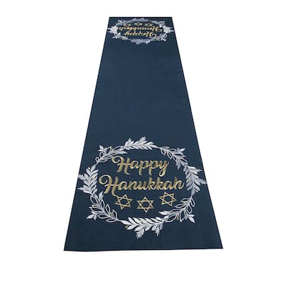 Happy Hanukkah Embroidered Table Runner, 15 by 70-Inch