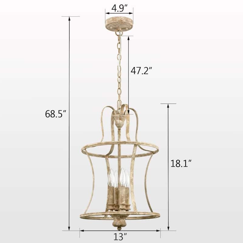 Aspen Farmhouse Chandelier 4-Light Distressed Off-White - Antique White