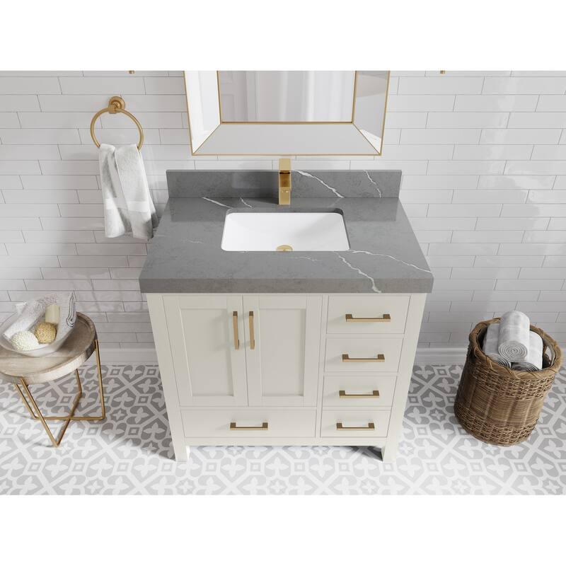 Willow Collections 36 in. W x 22 in. D Malibu Center Sink Left Bathroom Vanity with Countertop