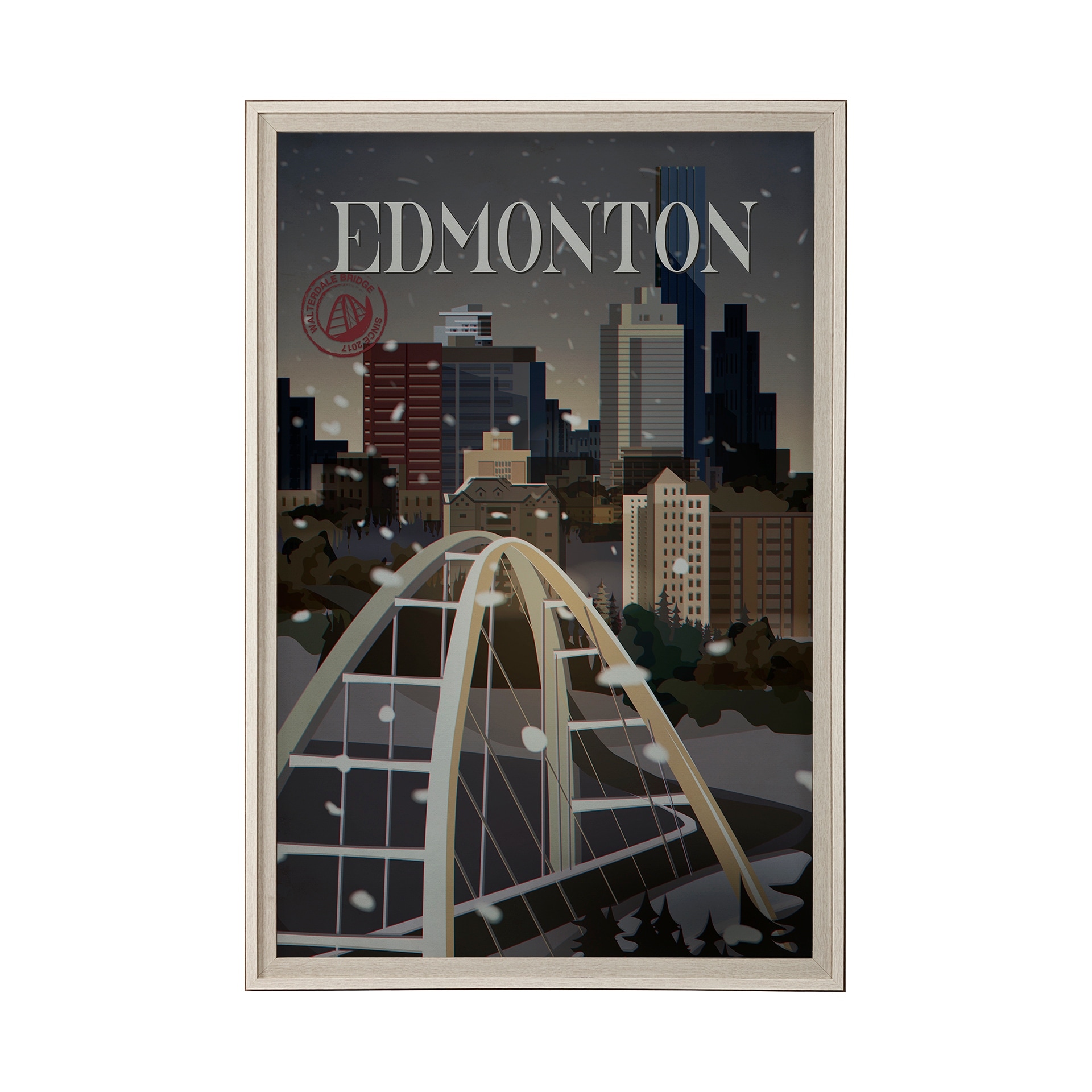 Edmonton Go Canada (XL) by Mercana Studio a Hand Embellished Decograph Framed Art Print under Glass