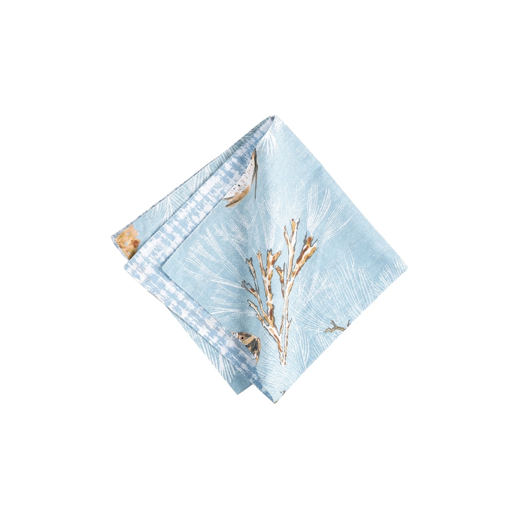 Meraki Island Reversible Blue Coastal Napkin Set of 6 - Set of 6