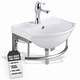 preview thumbnail 3 of 12, White Porcelain Wall Mounted Bathroom Sink with Faucet, Drain, Towel Bar and Overflow