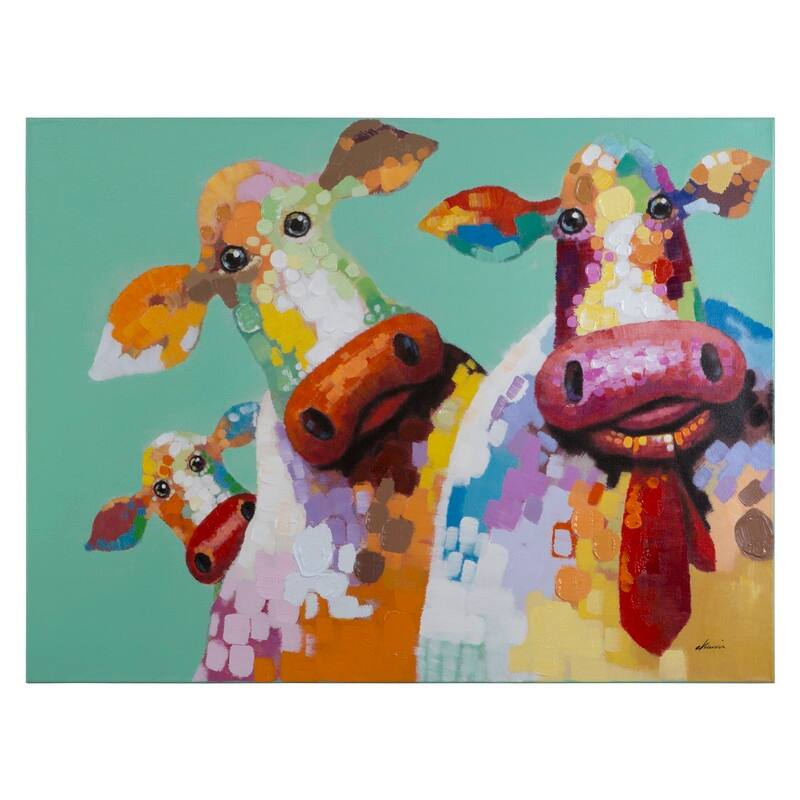 Yosemite Home Decor Curious Cows I Original Hand-Painted Wall Art - multi