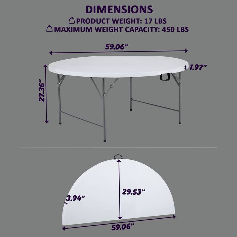 Portable Folding Rectangle Table – Collapsible Resin Foldable Table – Multipurpose Fold-Up Plastic Table