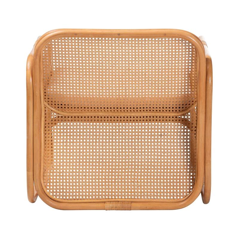 Cambridge Natural Rattan Armchair - Handcrafted with Cushion, Rounded Frame with Cane Woven Panels, for Living Room or Sunroom