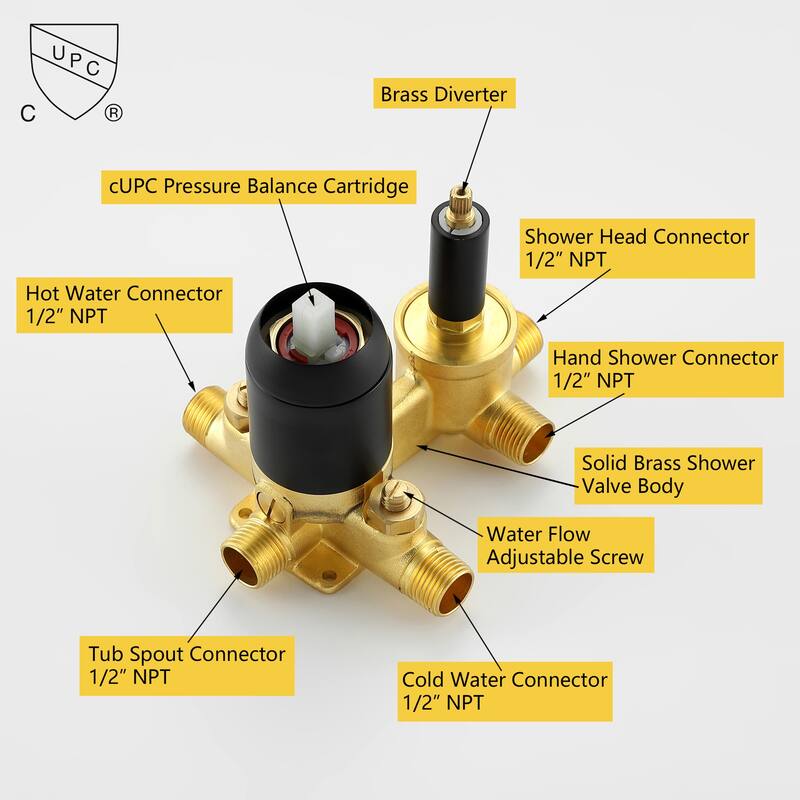 Wall Mount Shower Faucet and Tub Faucet with 10 inch Fixed Shower Head