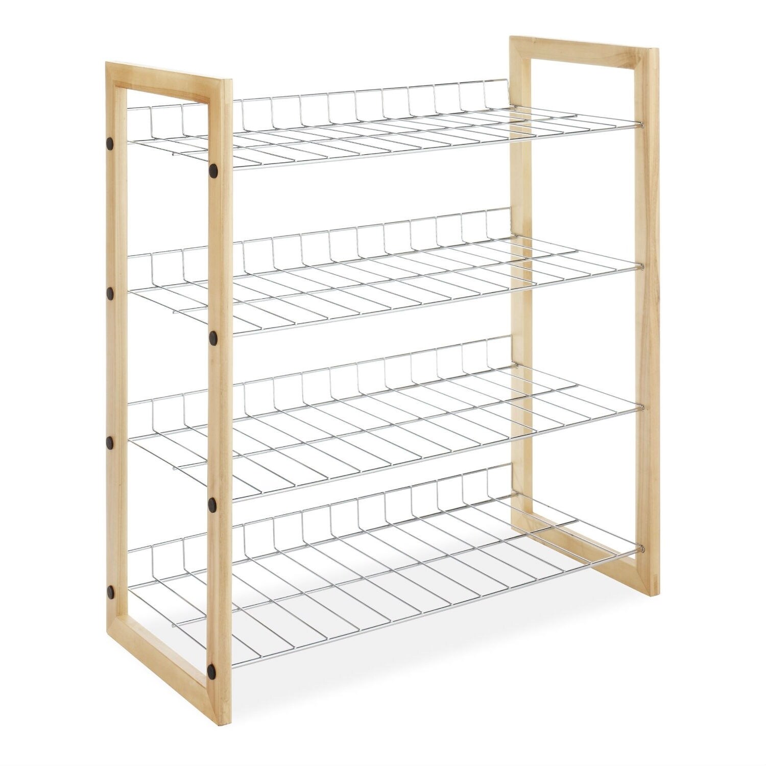 Shop Black Friday Deals On 4 Shelf Closet Shoe Rack With Natural Wood Frame And Chrome Wire Shelves Overstock 29063668