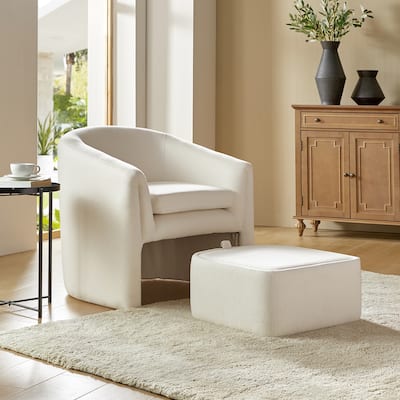 Arturo Modern Upholstered Armchair with Storable Removable Leg Ottoman by HULALA HOME