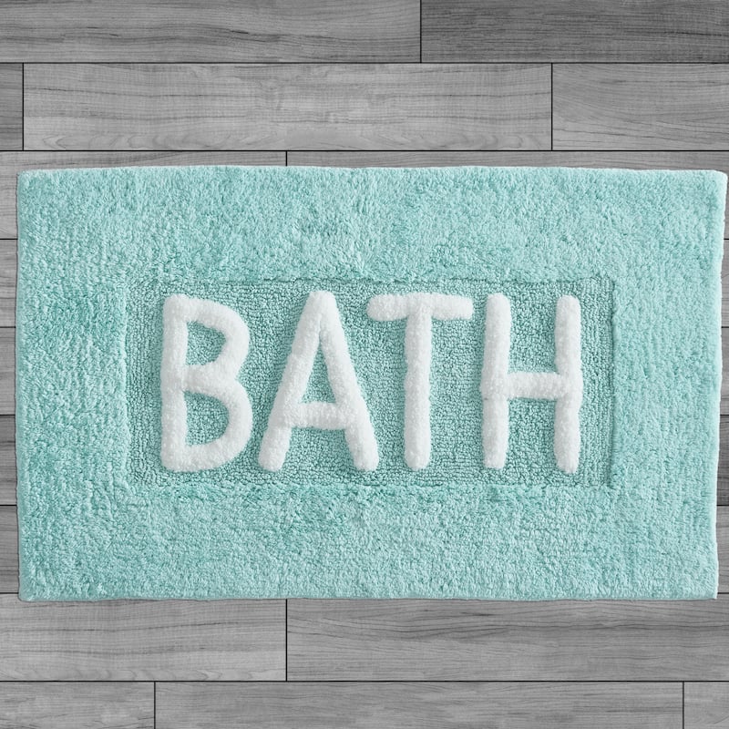 Jean Pierre Novelty Cotton "BATH" 21 x 34 in. Rug - Aqua
