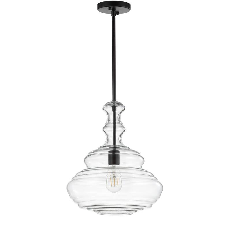 Monkey 13.37" Glass/Metal LED Pendant, by JONATHAN Y