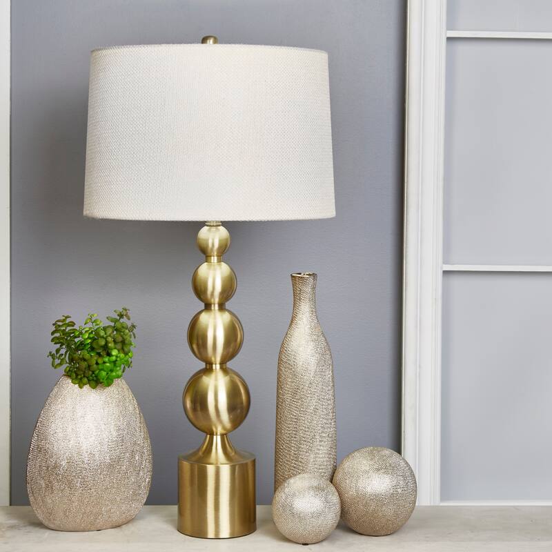 Sagebrook Home Glam Textured Organic Ceramic Table Vase, Champagne, 9 L x 5 W x 11 H - 9" x 5" x 11" - Silver