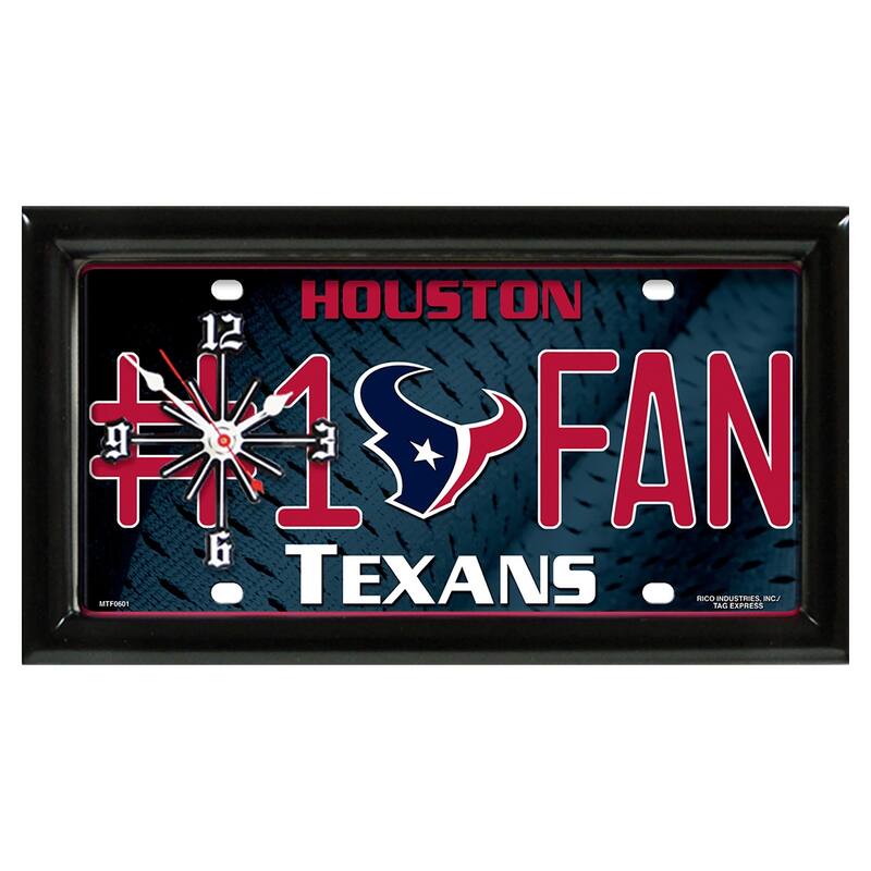 NFL Wall/Desk Analog Clock, #1 Fan with Team Logo - Houston Texans