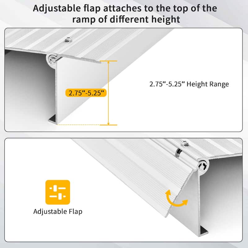 Gymax 5'' Door Threshold Ramp Aluminum Adjustable Rise Entry Ramp for
