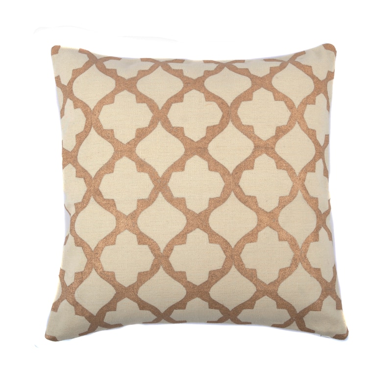 Jiti Indoor Tile Geometric Mixed Patterned Cotton Accent Square Throw Pillows 20 x 20 - Indoor/Outdoor - Feather - Gold