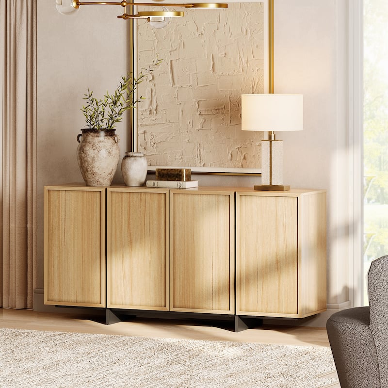 WAMPAT TV Stand for 32-75 Inch TVs, Modern TV Console, Entertainment Center with T-Shaped Legs for Living Room