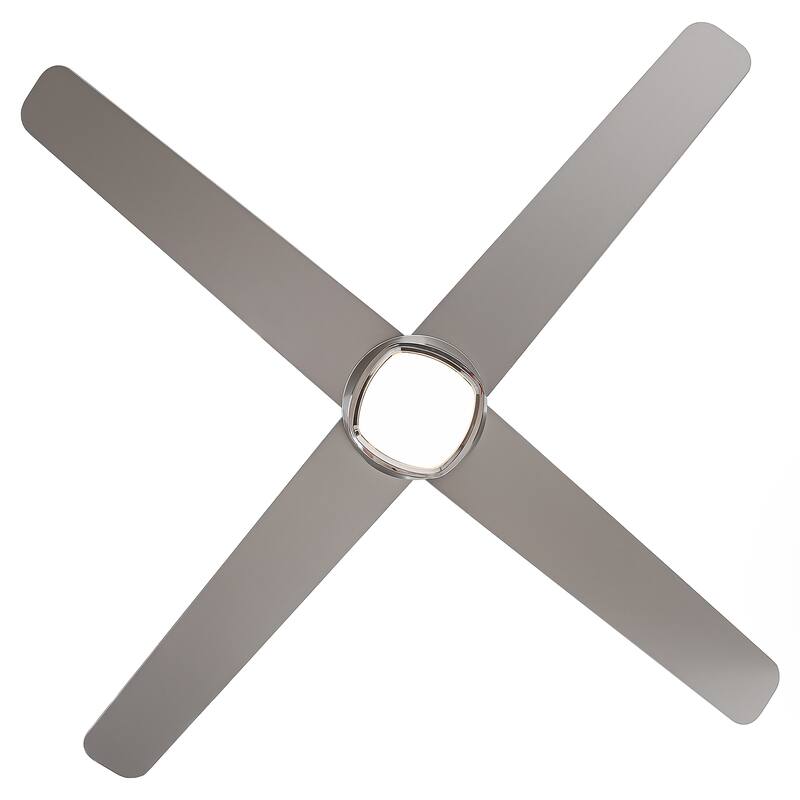 54" Brushed Nickel Plywood 4-blade Modern Ceiling Fan with Light and Wall Control