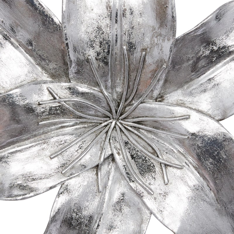 Polystone Floral 3D Home Wall Decor - Set of 3 Gold or Silver - Roche River Decor