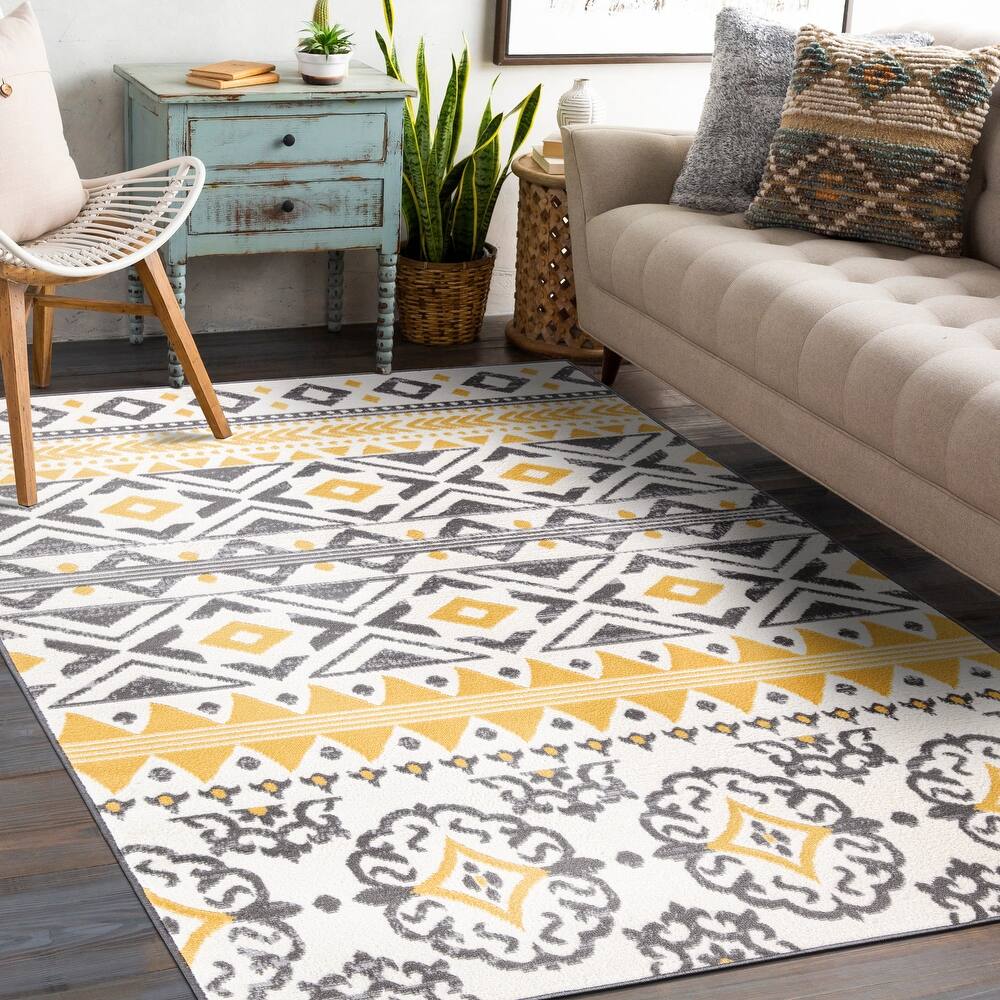 World Rug Gallery Distressed Boho Geometric Area Rug