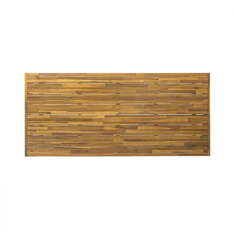 Modern Acacia Wood Outdoor Dining Table with Slatted Top