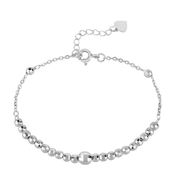 Handmade Sparkling Graduated Disco Ball Link Sterling Silver Cable Chain Bracelet (Thailand). Opens flyout.